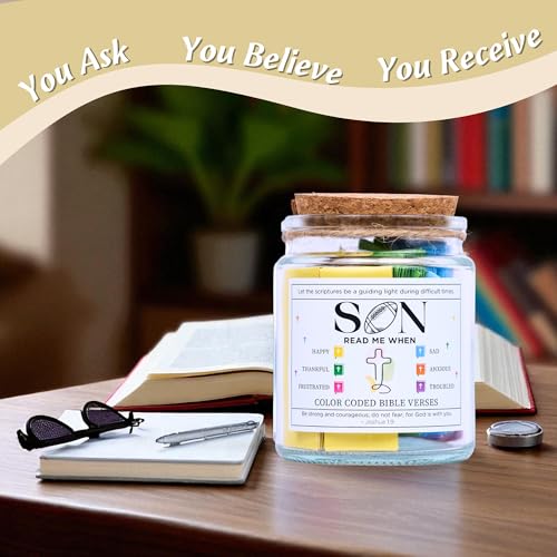 Bible Verse Jar for Son, Christian Gifts for Boys, 92 Scriptures - color: Bible For Son