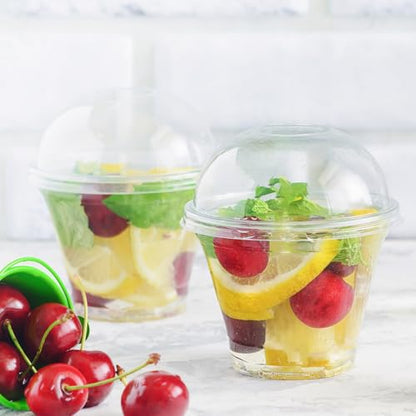 Lamosi 300 Pack 9 oz Clear Plastic Cups with Dome No Hole Lids - size: 300Pack-Dome Lids