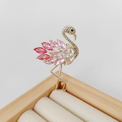 Enamel Brooch Pin For Women Men, Vintage American Flag Crystal Lapel Pin, Christmas Brooch Suit Dress Clips Accessory Gift - style: 5-2pcs Flamingo
