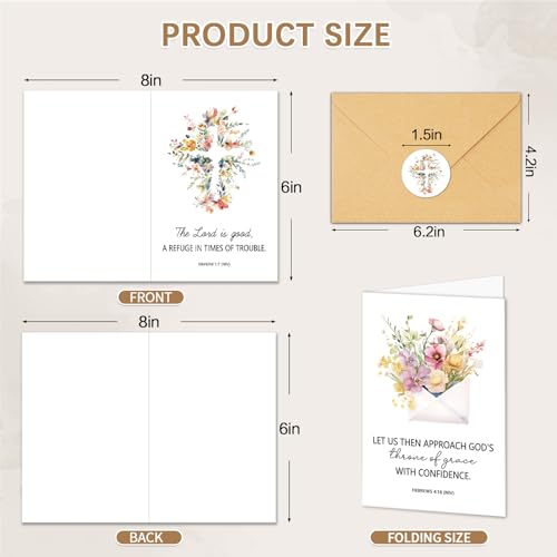 50 Pack Religious Thinking of You Cards with Envelopes & Stickers - color: Green, purple, pink, red