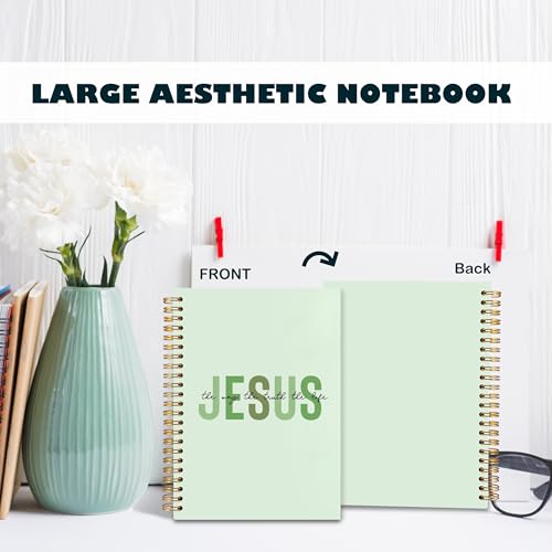 Boho Christian Notebook Journal, Christian Gifts for Women, Bible Notebooks for Note Taking, Bible Journaling Notebook, Jesus the Way the Truth the Life Hardcover Spiral Notebook 5.5x8.3 green - color: white Bible-monotonous jesus green
