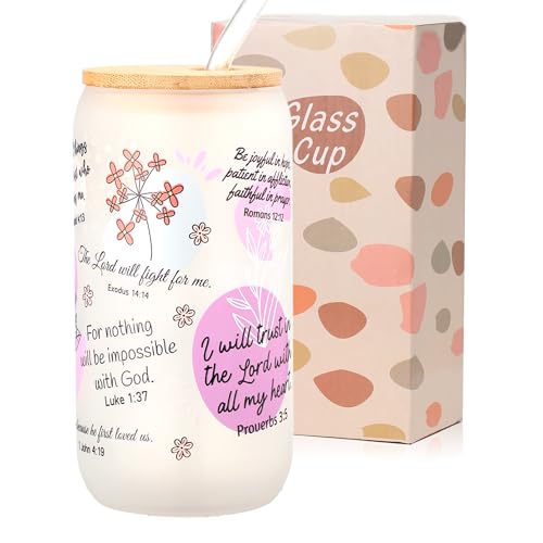 Bible Verse Coffee Mug, 16oz Christian Coffee Tumbler, Daily Affirmations Cup for Women, Religious Gifts for Mom, Sister, Christmas, Birthday, Mother’s Day(Frosted Glass) - color: Bible Verse-4