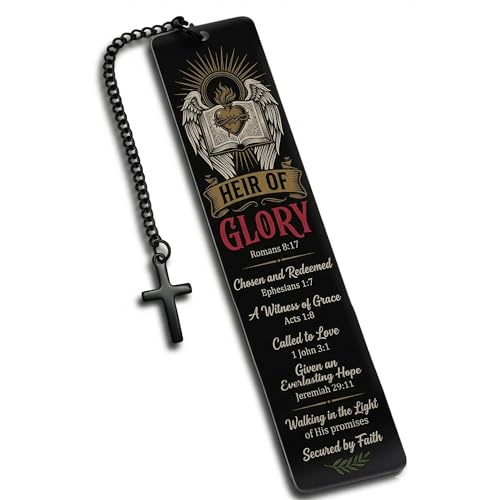 Bible Bookmarks Book Markers - Christian Metal Bookmark Inspirational Lion Bible Verse Book Mark with Cross Pendant for Reading Women Men Teacher Book Lovers Gifts - color: Black