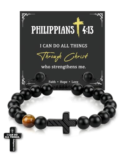 Trinckle Cross Bracelet for Men, Soccer Baseball Gifts for Teen Boy - color: Philippians4 13