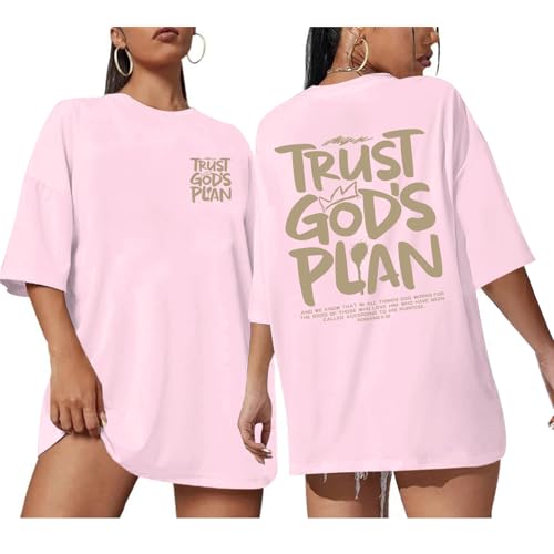 Christian Shirts for Women God Faith Shirt Jesus Oversized Religious Tees Bible Verse Tee Graphic Inspirational Tops - color: Pink, size: Small