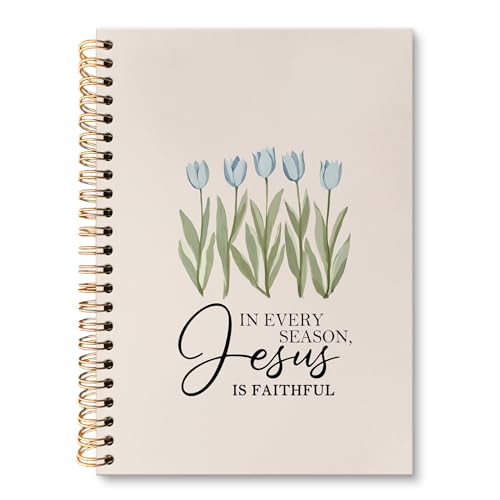 huester Christian Tulip Floral Notebook Journal, Bible Verse Journal for Women, Jesus Is Faithful Religious Scripture Notebooks for Note Taking, Bible Hardcover Spiral Notebook, 5.5x8.3 Inch - color: Christian03
