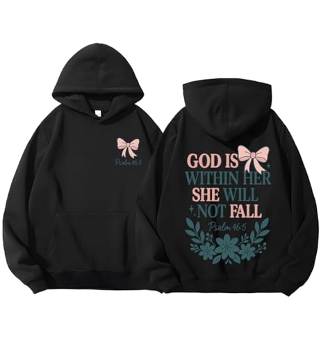God Is Within Her She Will Not Fall Hoodie Christian Bible Shirt Coquette Christian Jesus Sweatshirts Women