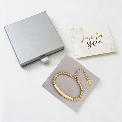 Inspirational Christian Bracelet for Women, Stainless Steel Beaded Cross Jewelry with Bible Verse, Religious Faith Gift for Mom, Daughter, Sister, Friend - color: Always My Mother Forever My Friend-Gold Bead