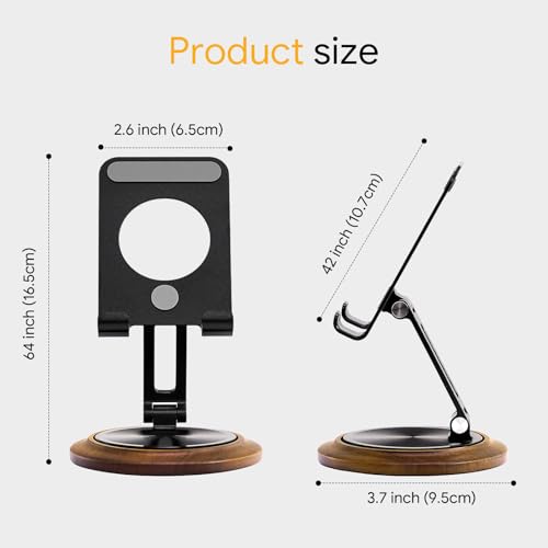 Dual Folding Phone Desk Stand, Wood, Black - color: Black