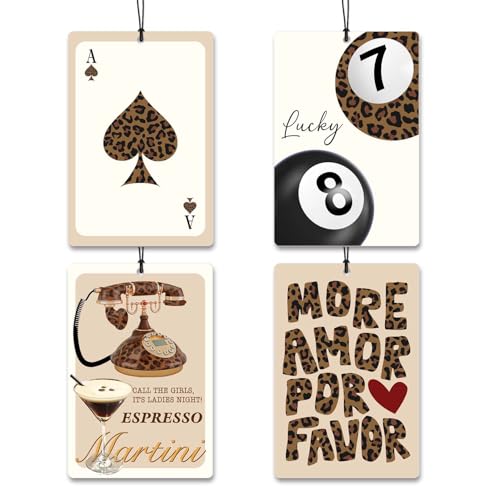 4 Pcs Car Air Fresheners, Leopard Print Cute Car Accessories with Quotes - color: leopard