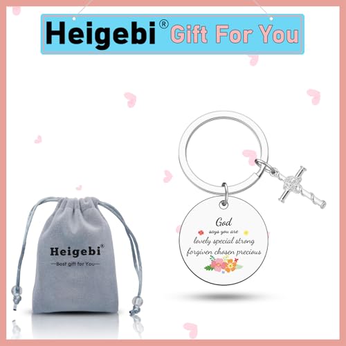 Heigebi Christian Keychain for Women Bible Verse Keychain for Daughter Sister Mom Inspirational Jewelry Christening Keychains - color: Christian Keychain 1
