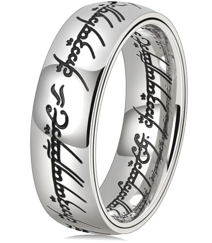 Men's Spinner Fidget Ring for Anxiety Lord of The Rings Ring for Men Women Stainless Steel Gold Ring - color: Silver