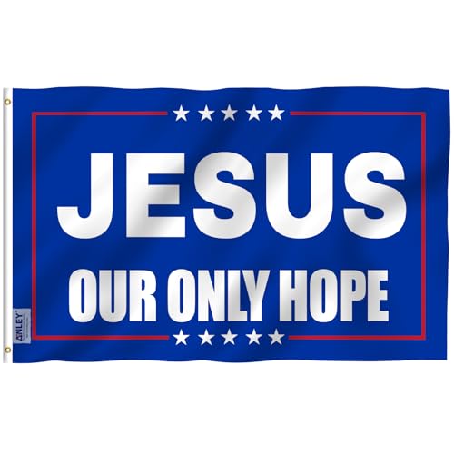 Anley Fly Breeze 3x5 Foot Jesus Our Only Hope Flag - Vivid Color and Fade Proof - Canvas Header and Double Stitched - Christian American Flags Polyester with Brass Grommets 3 X 5 Ft - color: Jesus Our Only Hope