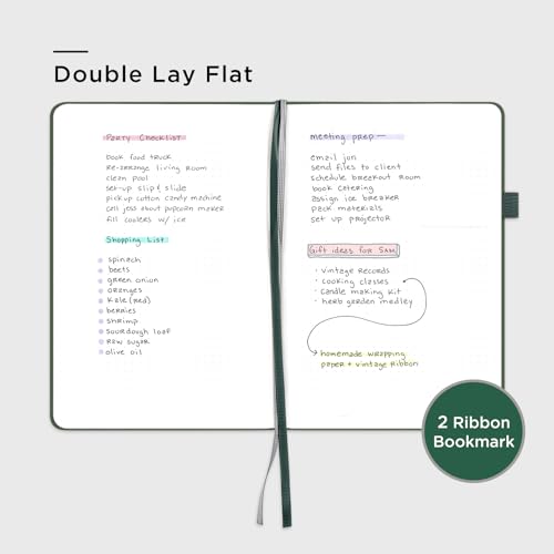 &And Per Se Dotted Journal Notebook, A5 Hardcover Aesthetic Dotted Notebook – 160 Pages 100gsm Thick Dot Grid Paper, 3 Sticker Sheets – Gift-Ready Journaling Kit for Women (Dark Green) - color: o.Dark Green with Pattern, style: Dotted with Pattern