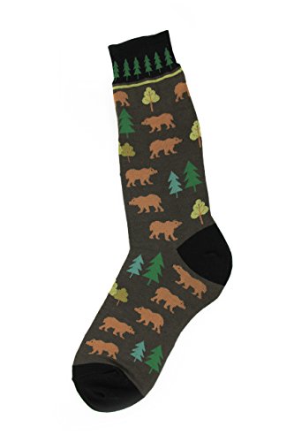 Foot Traffic Men's Outdoor-Themed Socks for Nature Lovers, Sizes 7–12 - color: Bears