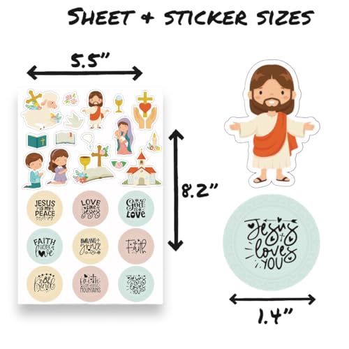 600PCS Religious Christian Stickers for Kids, Sunday School & Easter Crafts