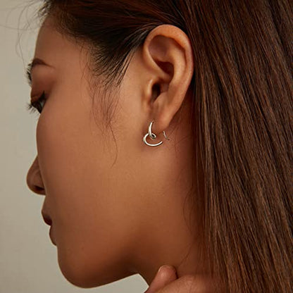 Silver Plated Hoop Earrings for Women Infinity Angel Feather Pearl Turquoise Cross Star Huggie Ear Buckles Hypoallergenic Posts Dainty Jewelry Gift - color: Silver Gold Heart