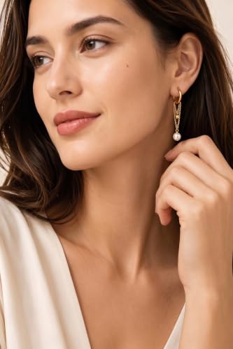 Gold Dangle Earrings for Women，Tassel Hoop Earrings with Charms - color: H