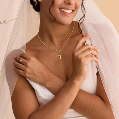 VIROMY Gold Cross Necklace for Women - Dainty Diamond Cross Pendant Necklaces Non Tarnish Waterproof Necklace Simple Choker Minimalist Jewelry - style: K-Cross-Gold
