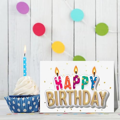 150 Birthday Cards Bulk, Gold Foil, Message Inside, for Office and Home