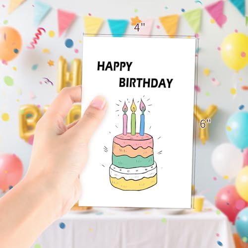 50 Pack Assorted Birthday Cards with Envelopes & Stickers, Blank Happy Birthday Cards Bulk Box Set, 4 x 6 Inches, 50 Unique Designs for Women, Kids, Family, Friends, Work, Office