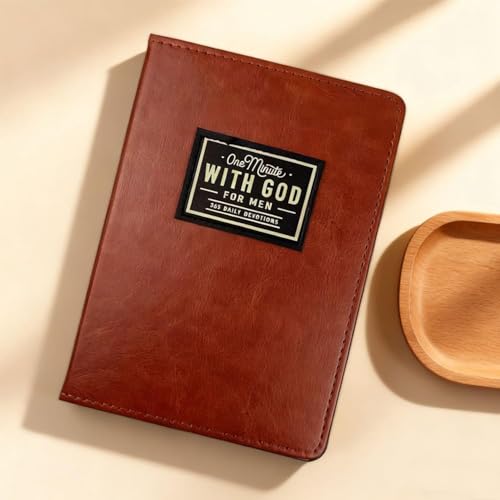 Treayes One Minute with God for Men, 365 Days of Daily Prayer Brown Book, Bible Prayer Tracking Diary, 2026 Mens Daily Devotional and Prayer Journal, Premium Leather Cover