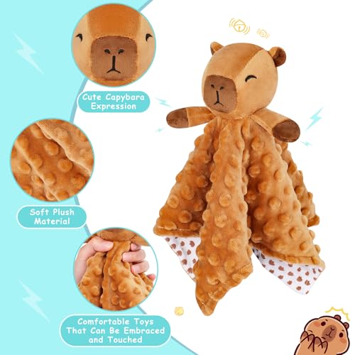 Loveys for Babies, Brown Capybara Baby Security Blankets - color: Brown Capybara