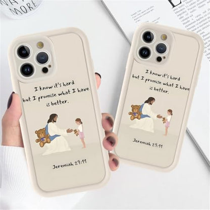 for iPhone 15 Pro Max 6.7'' Cute Bible Verse Bear Phone Case - color: White-Jesus Bear, size: iPhone 15 Pro Max