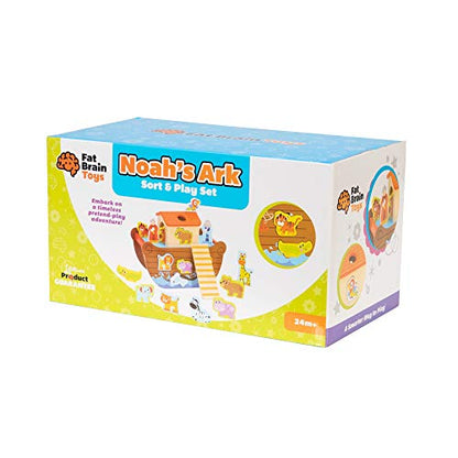 Fat Brain Toys Noah''s Ark Sort & Play Set - Wooden Shape-Matching Preschool Toy