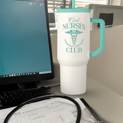 SANDJEST Nurse Gift for Women, Nutrition Facts Tumbler with Handle, Insulated Stainless Steel Travel Coffee Mug for Nursing Friends, Aprreciation Gifts for Nurse Week, Birthday, Christmas, 40oz - color: Nurse 6