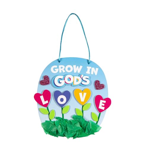 Fun Express Sunday School crafts for Kids VBS Christian Bible crafts Kit 12 Pack Religious Jesus Valentine crafts for Church Activities DIY Faith-Based Sign Project with No-mess Materials for Ages 4-8
