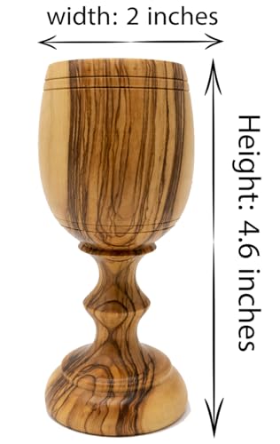 Zuluf Wood Communion Cup Set, 2 Cups, Brown, Hand Wash Only, Religious Ceremony, 4.6 Inch Medium Size