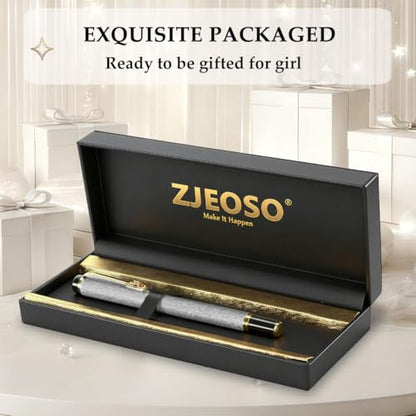 Fancy Pens for Women, Nice Rollerball Pens with Dragon Design, Elegant Gift Pen, Office & Signature Writing Pen, Refillable Black Ink Business Pen (White) - color: White