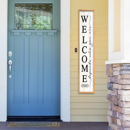RLWangChao Welcome-ish Sign for Front Porch Standing, 45"X9", Wood White - color: Wood White Sign