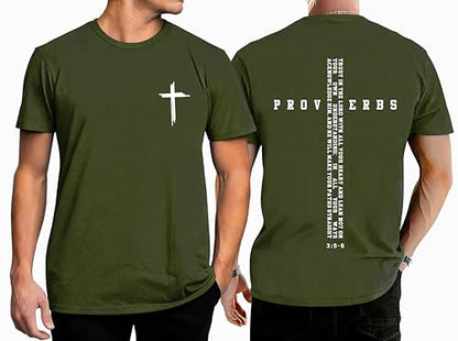 YHHR Christian Shirts for Men Faith Cross Bible Verse Graphic Tee - color: Green, size: Large