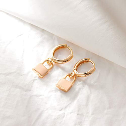 LOYATA Gold Huggie Hoop Earrings for Women Dangle Hoop Drop 14K Gold Plated Dainty Small Minimalist Cubic Zirconia Jewelry Gift… - style: Gold Lock