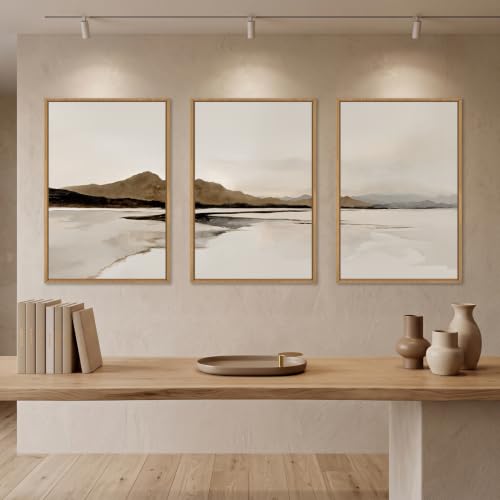 Netural Abstract Mountain Framed Canvas Wall Art Set -16"X24"X3 - color: Abstract Mountain Wall Art, size: 16"L x 24"W