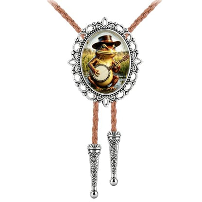GelConnie Gothic Bolo Tie for Men Women 3D Art Western Cowboy Necktie - color: Frog Silver Bolo Tie