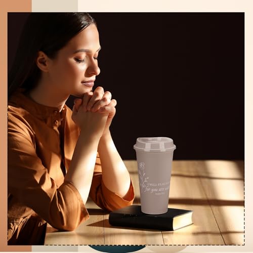 12 Pcs Fathers Day Cups Bulk Christian Gifts Plastic Reusable Coffee Cups with Lid 16 oz Inspirational Bible Verse Tumbler Religious Gift for Men Dad Church Sunday School(Morandi) - color: Morandi