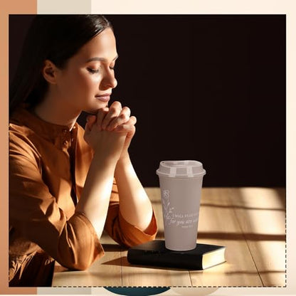 12 Pcs Fathers Day Cups Bulk Christian Gifts Plastic Reusable Coffee Cups with Lid 16 oz Inspirational Bible Verse Tumbler Religious Gift for Men Dad Church Sunday School(Morandi) - color: Morandi