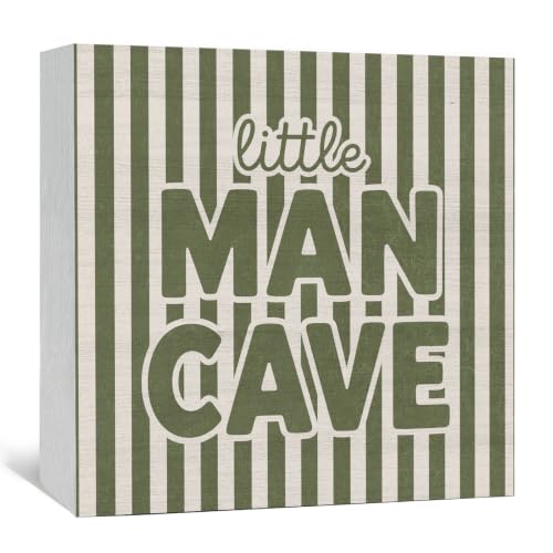 Little Man Cave Wooden Signs,Green Boys Room Nursery Decor - color: man cave