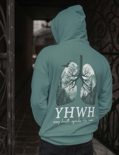 Christian Sweatshirt Women Men YHWH Hoodie Shirt Jesus Faith Inspirational Funny Letter Printed Graphic Pullover Tops - color: Green, size: Large