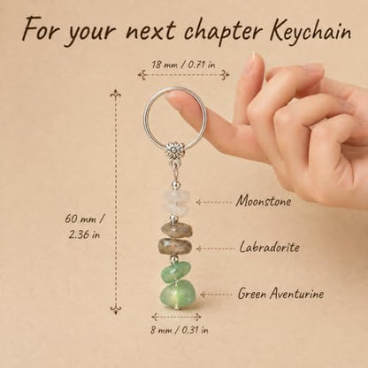 Retirement Gift for Woman - Angel Figurine&Gemstones Keychain Set