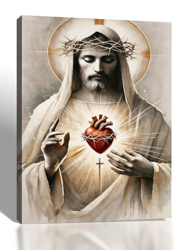 dzbBest Sacred Heart of Jesus Canvas Wall Art, Gallery Wrapped Print, 12x16 - color: Sacred Heart Of Jesus Vintage, size: 16"L x 12"W