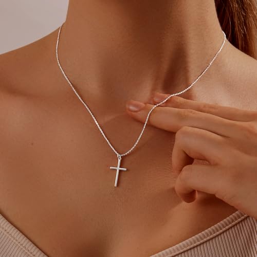 HAXIYA Cross Pendant Necklaces for Women Layered Cross Choker Faith Jewelry - style: Simple-Silver
