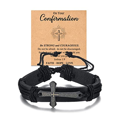 Cross Bracelets First Communion Gifts, Confirmation Gifts, Christening Gifts, Baptism Gifts for Teenage Boys - style: Confirmation_Cross-2