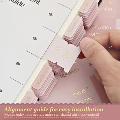 Laminated Bible Tabs for Women and Men, Gold Foil Embossed Lettering - style: Pink