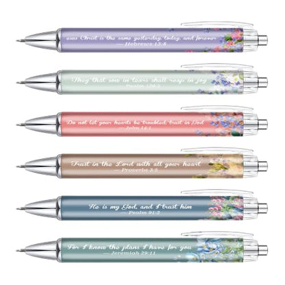 Encouragement Gifts for Women, 6 Pack Floral Bible Verse Ballpoint Pens - color: blue04