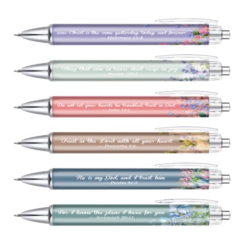 Encouragement Gifts for Women, 6 Pack Floral Bible Verse Ballpoint Pens - color: blue04