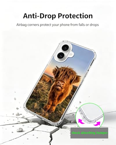 Fluffy Highland Cow Sunset Phone Case Compatible with iPhone 17 - color: Fluffy Cow